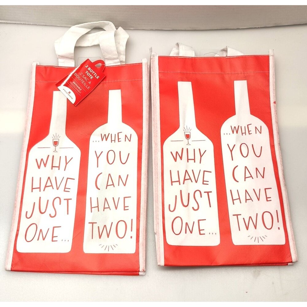 American Greetings Vino Themed Wine Bottle Bags With Handles Lot Of 2